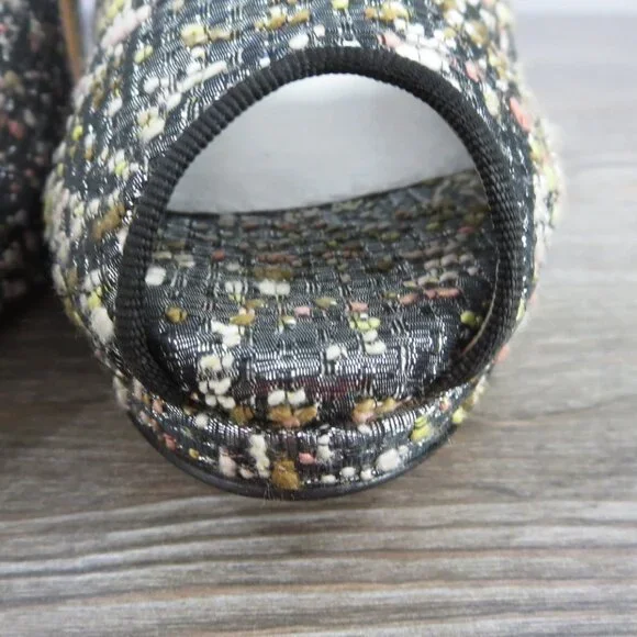 Near New Casadei Stiletto High Heels Peep Toe 9 Black Silver - Picture 9 of 16